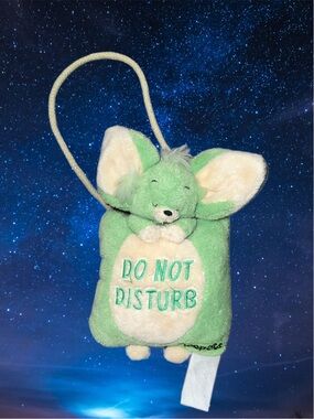 Neopets Green Faellie Plush Door Hanger Sign Do Not Disturb 2004